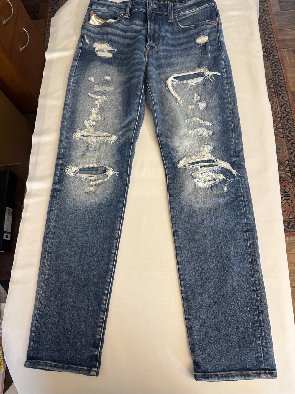 American Eagle Outfitters Slim Distressed Jeans - Medium Blue